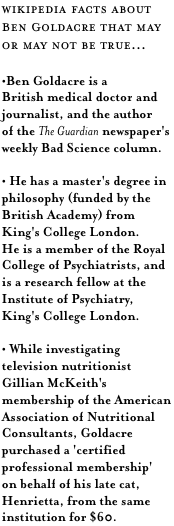 wikipedia facts about Ben Goldacre
